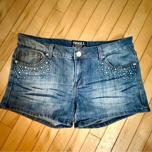 Thrill Denim Shorts with Sparkling Accents